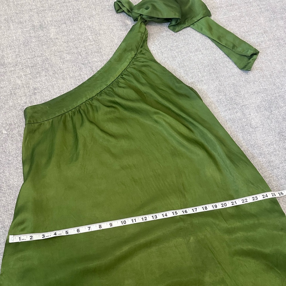 Free People Soa Tie One Shoulder Silky Maxi Dress Gown Emerald Green Size S - Picture 6 of 15